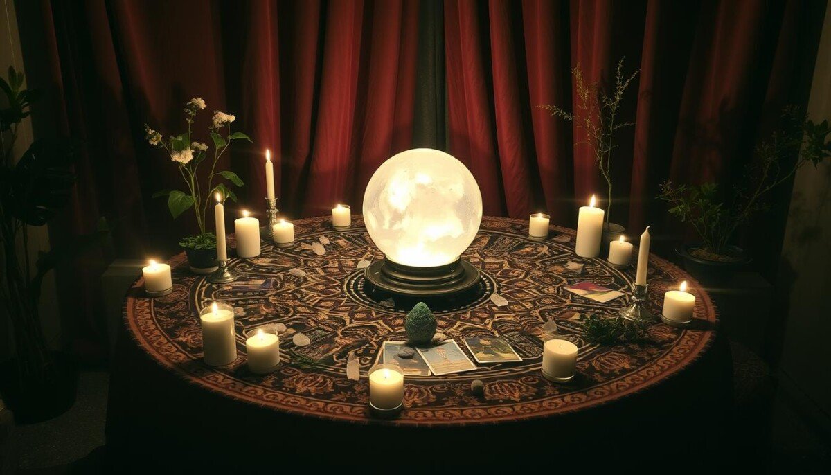 ambiente sagrado para leituras de tarot