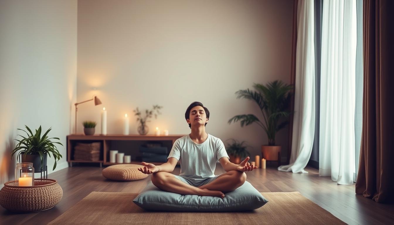 Pessoa demonstrando técnica respiratória avançada com mudras específicos