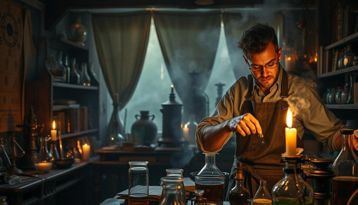 alquimista no laboratório Alquimia Filosófica