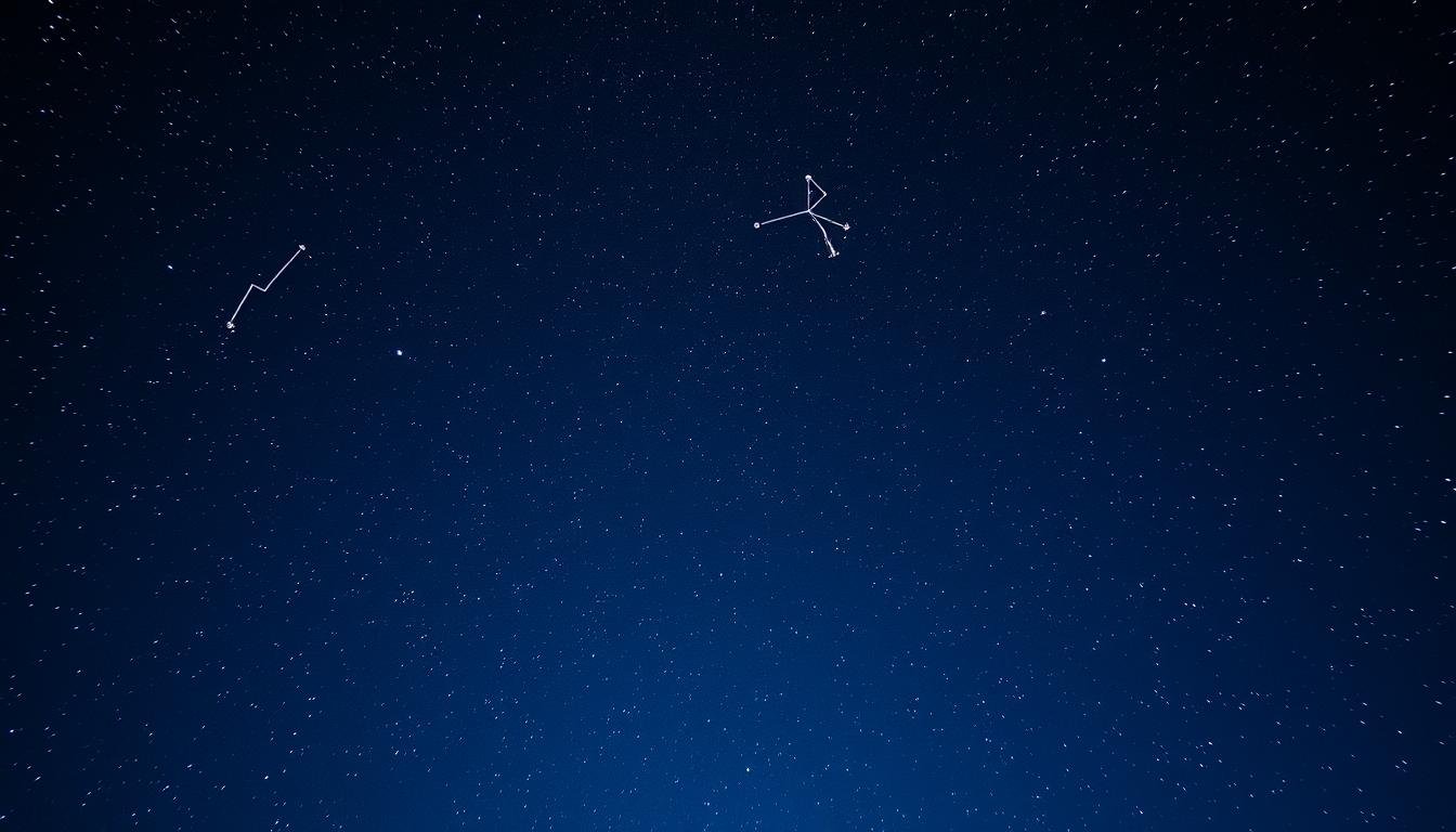 Céu estrelado com constelações zodiacais representando o horoscopo mensal e ciclos astrológicos