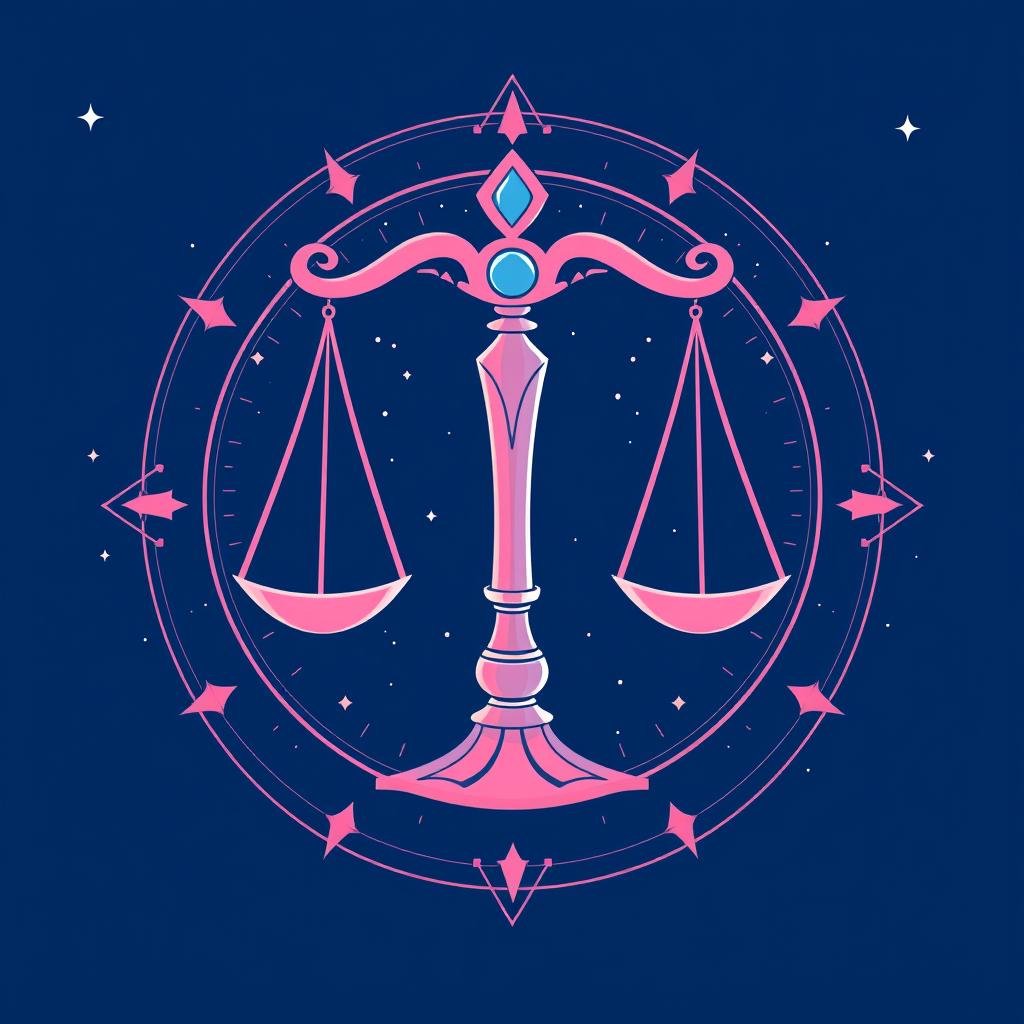 Símbolo de Libra com elementos que representam o horóscopo da semana para este signo
