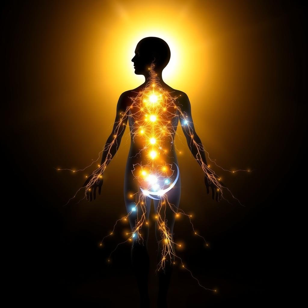 Visualização do fluxo de energia vital no corpo humano