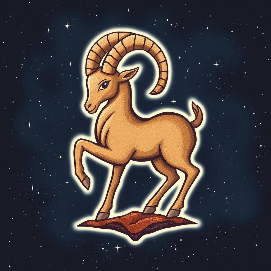 Símbolo de Capricórnio com elementos que representam o horóscopo da semana para este signo