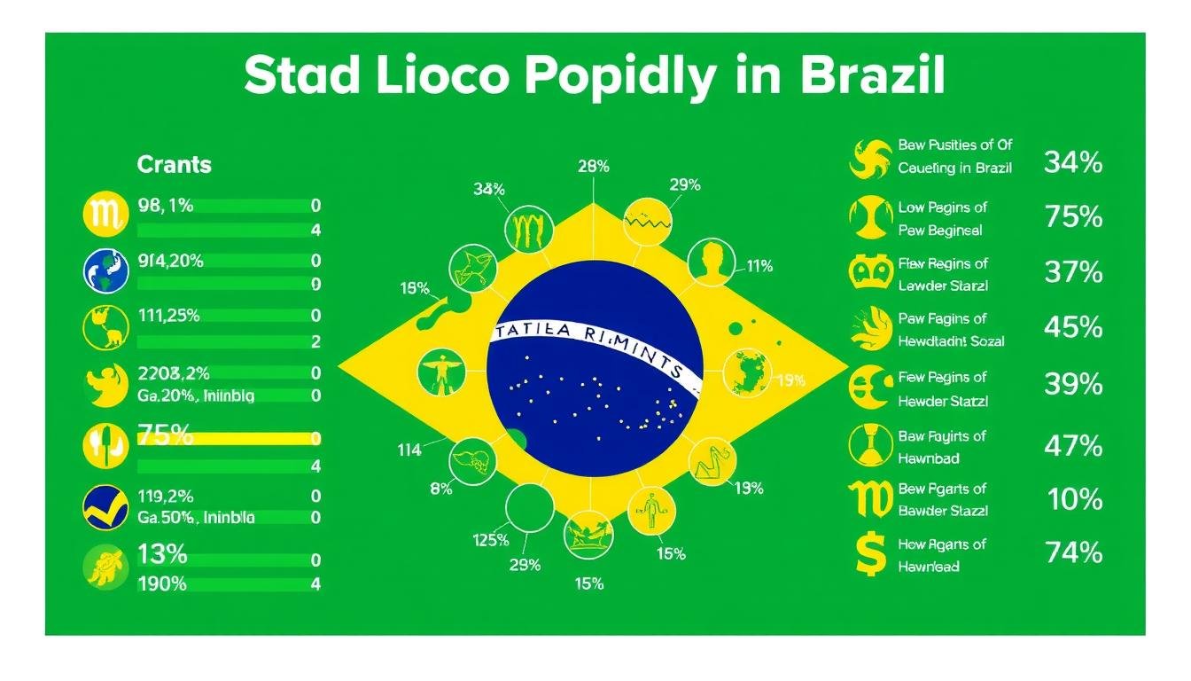 Representação da popularidade dos diferentes signos no Brasil com estatísticas