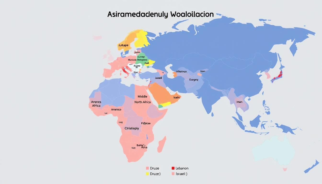 Mapa mundial mostrando a distribuição geográfica das religiões abraâmicas