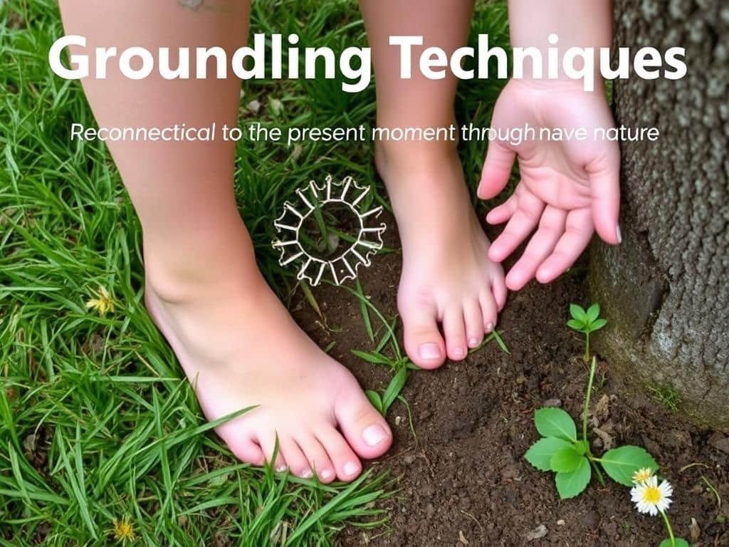 Pessoa praticando técnica de grounding em contato com a natureza